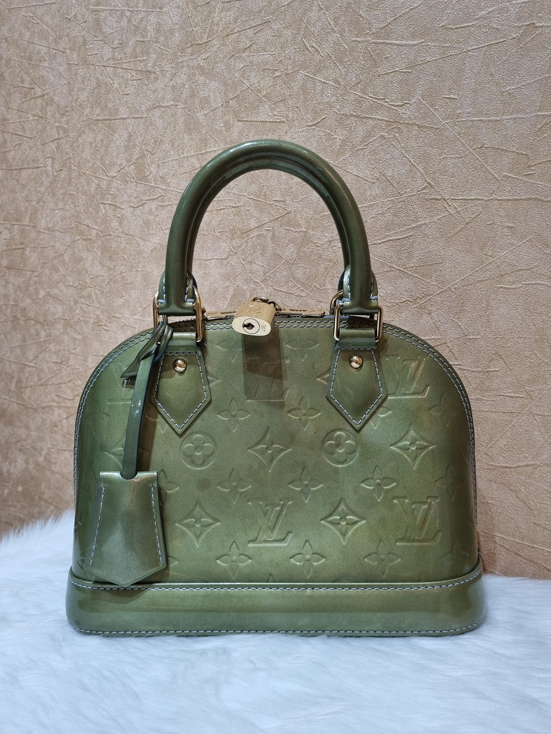 Louis Vuitton Monogram Vernis Alma BB Bag Olive Green GHW - BrandConscious  Authentics