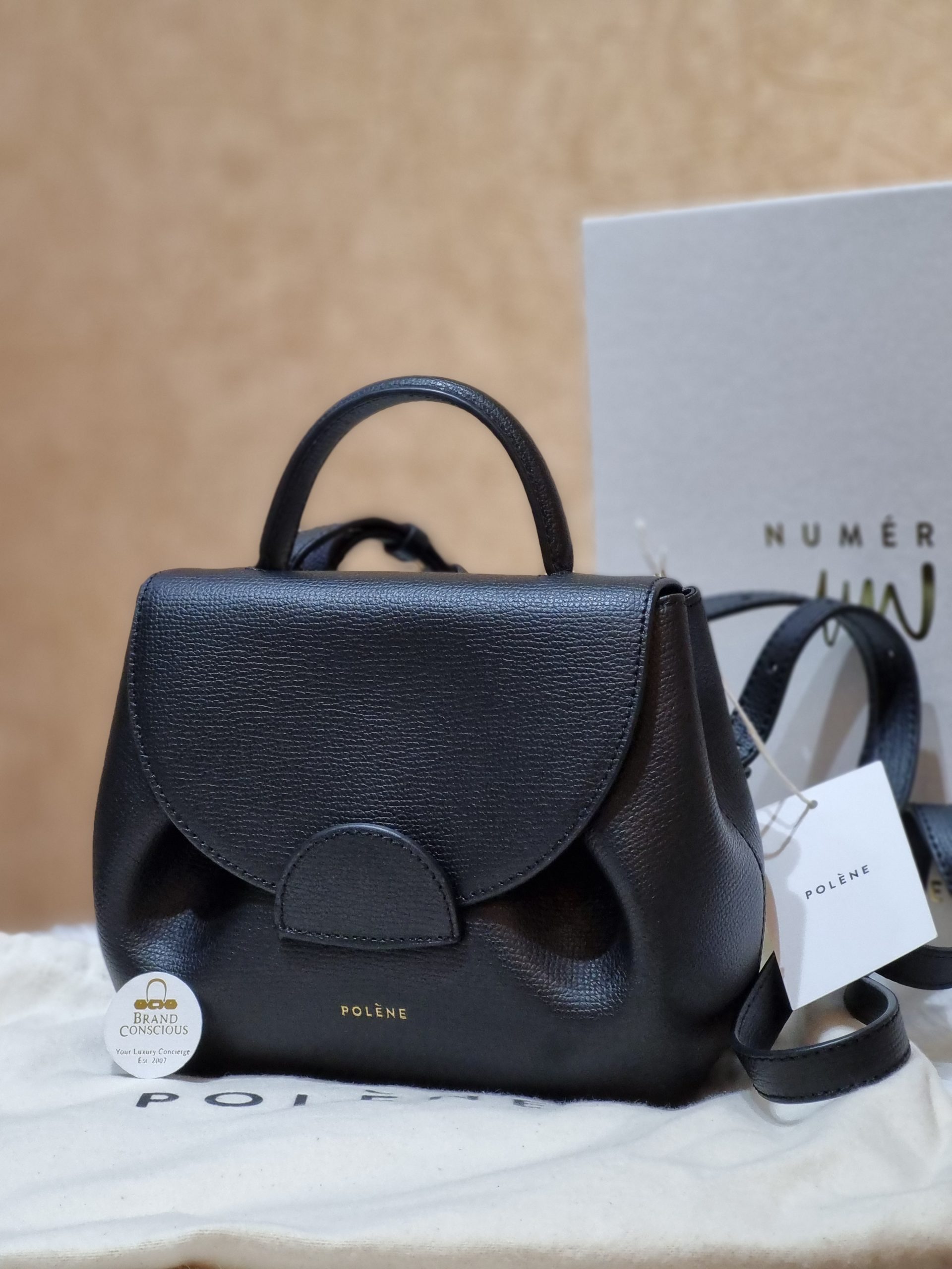 Polène  Bag - Numéro Un Nano - Black Textured leather