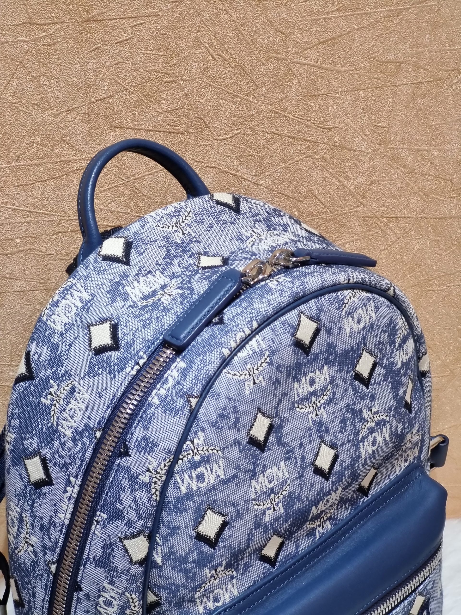 MCM Vintage Jacquard Small Backpack in Blue