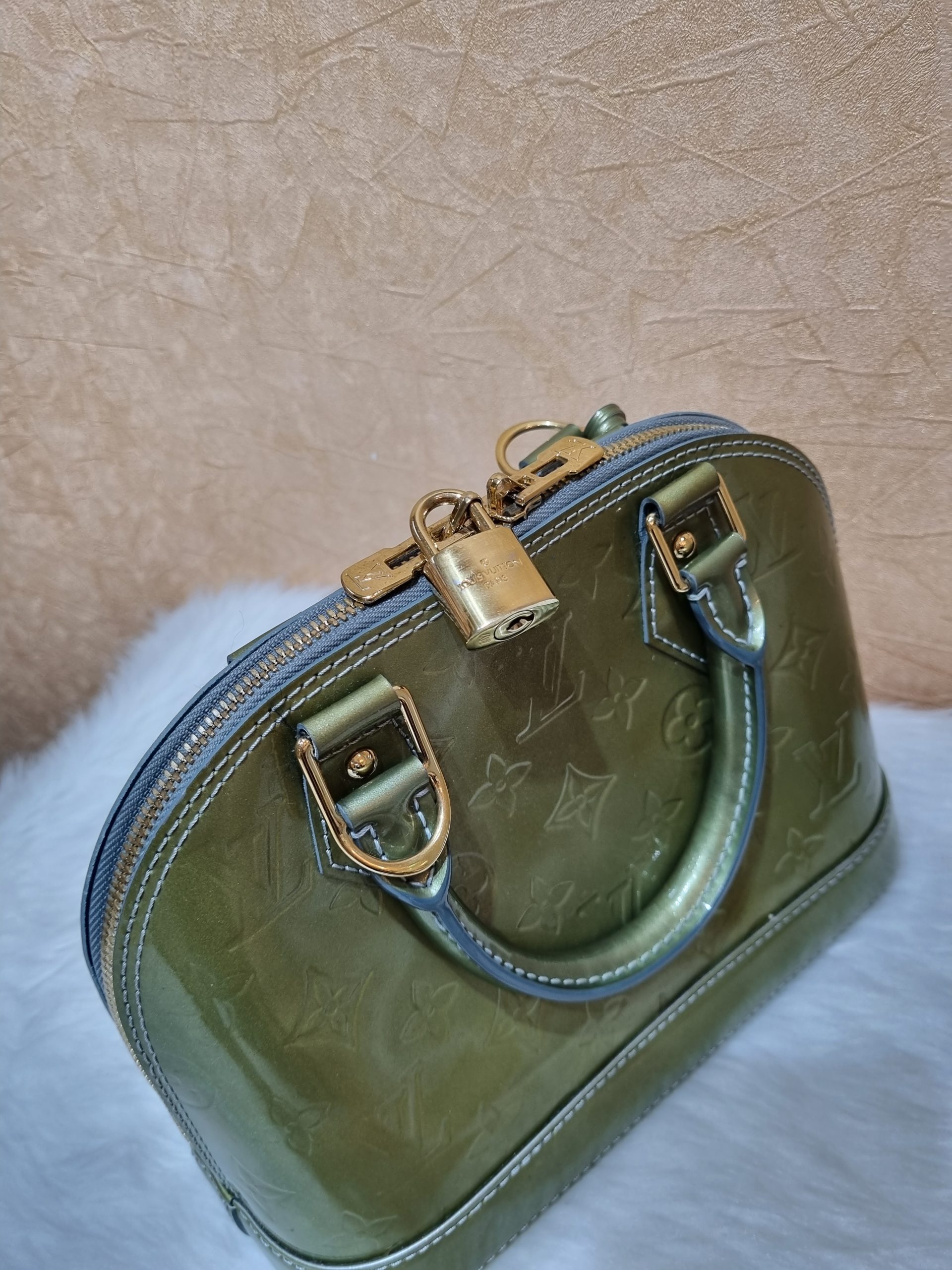 Louis Vuitton Monogram Vernis Alma BB Bag Olive Green GHW - BrandConscious  Authentics