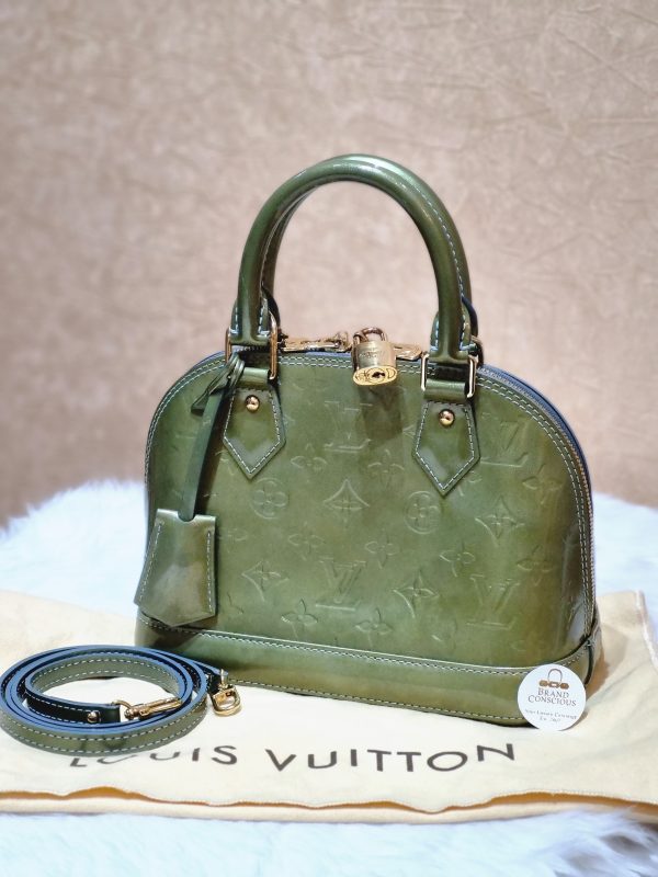 Louis Vuitton Metallic Green Monogram Vernis Alma BB Bag