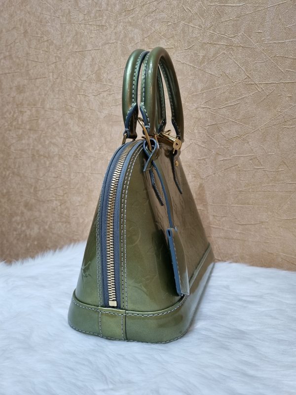 Louis Vuitton Alma Bb Olive Green Vernis Satchel – Amaze