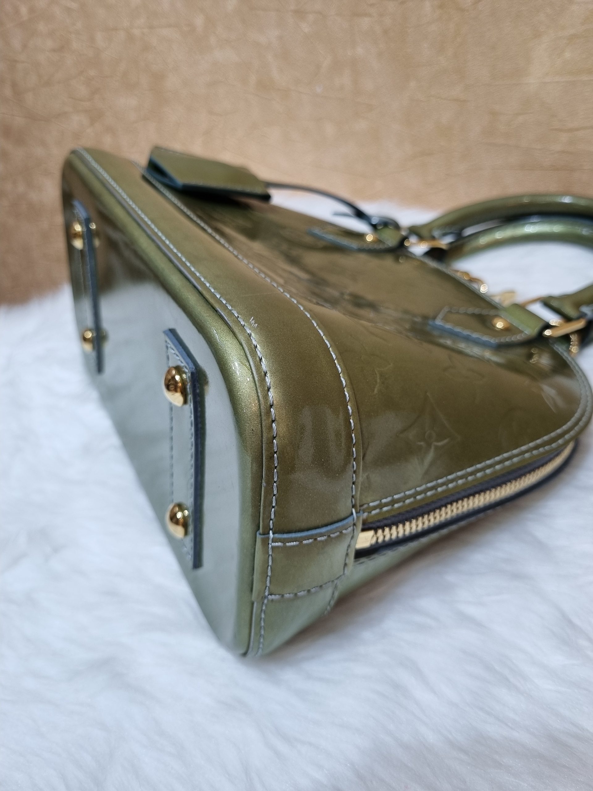 Louis Vuitton Monogram Vernis Alma BB Bag Olive Green GHW - BrandConscious  Authentics