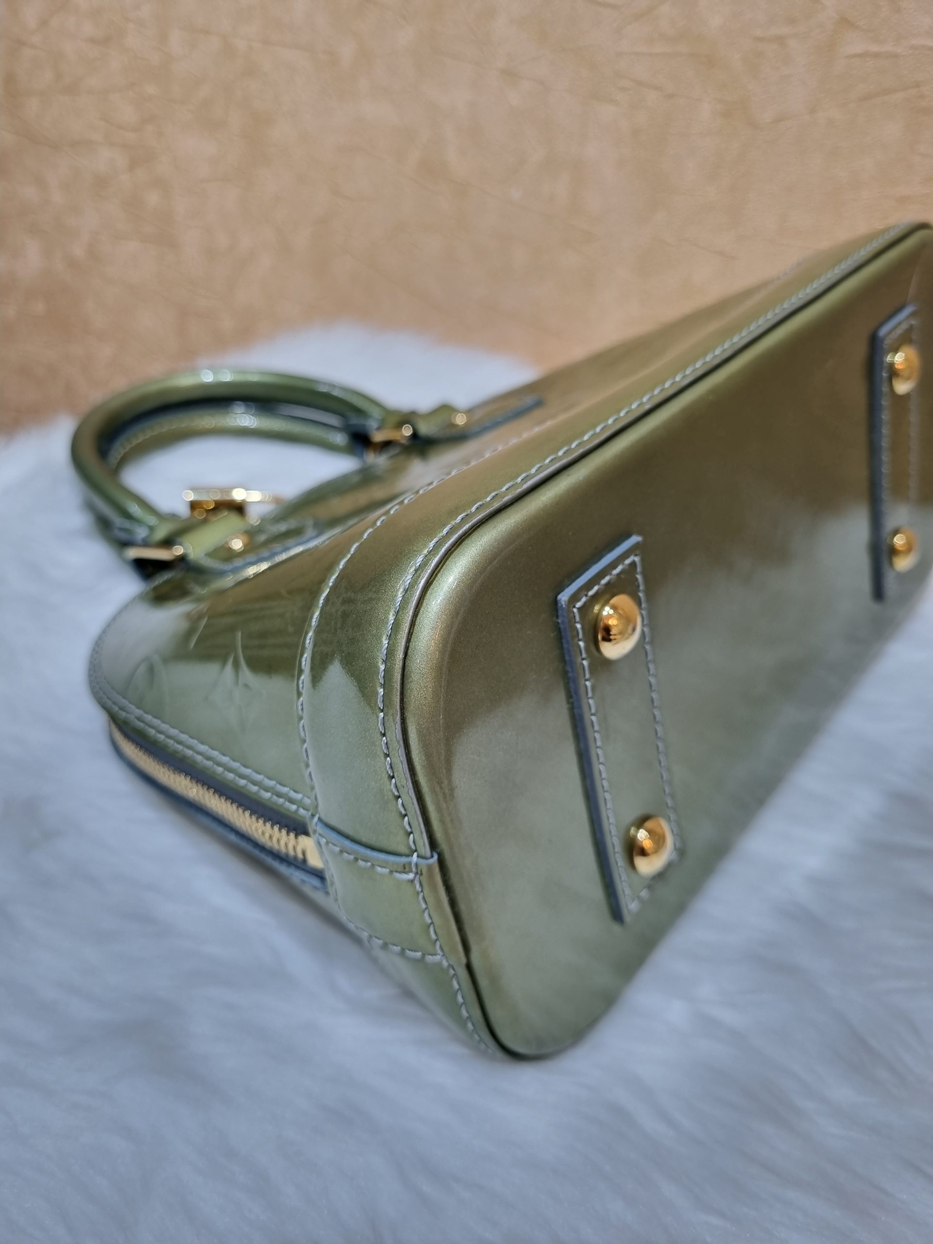 Louis Vuitton Monogram Vernis Alma BB Bag Olive Green GHW - BrandConscious  Authentics