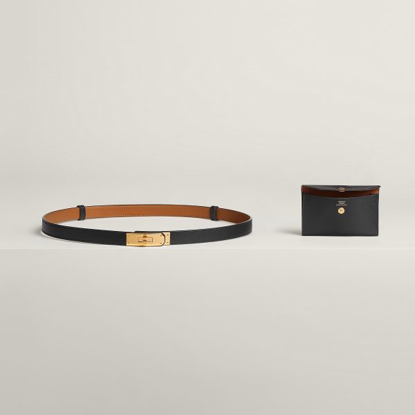 Hermes Kelly Pocket 18 Quadrige Belt Black Epsom Gold Hardware