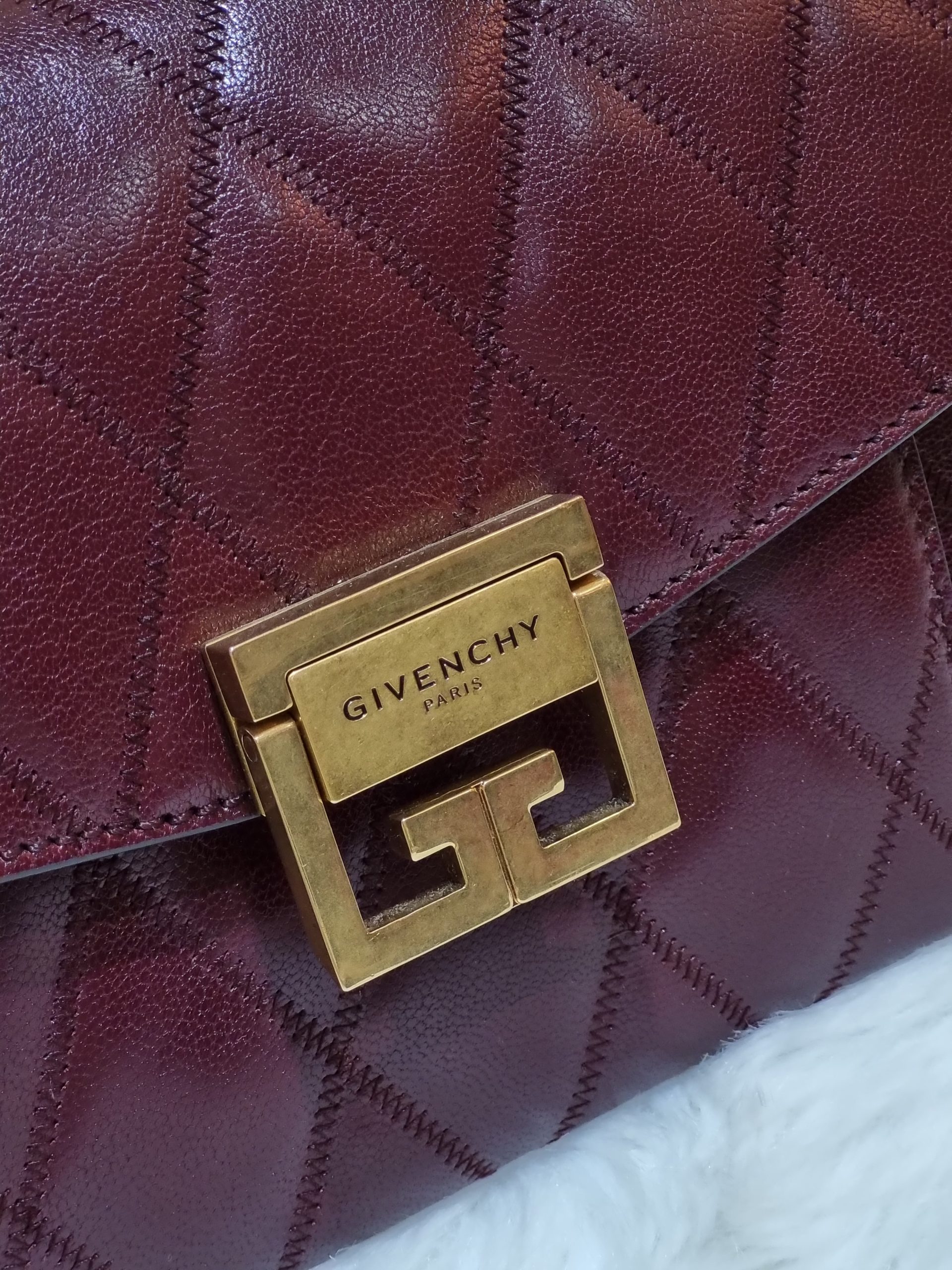 Givenchy Antigona Small Aubergine Leather Shoulder Bag Burgundy