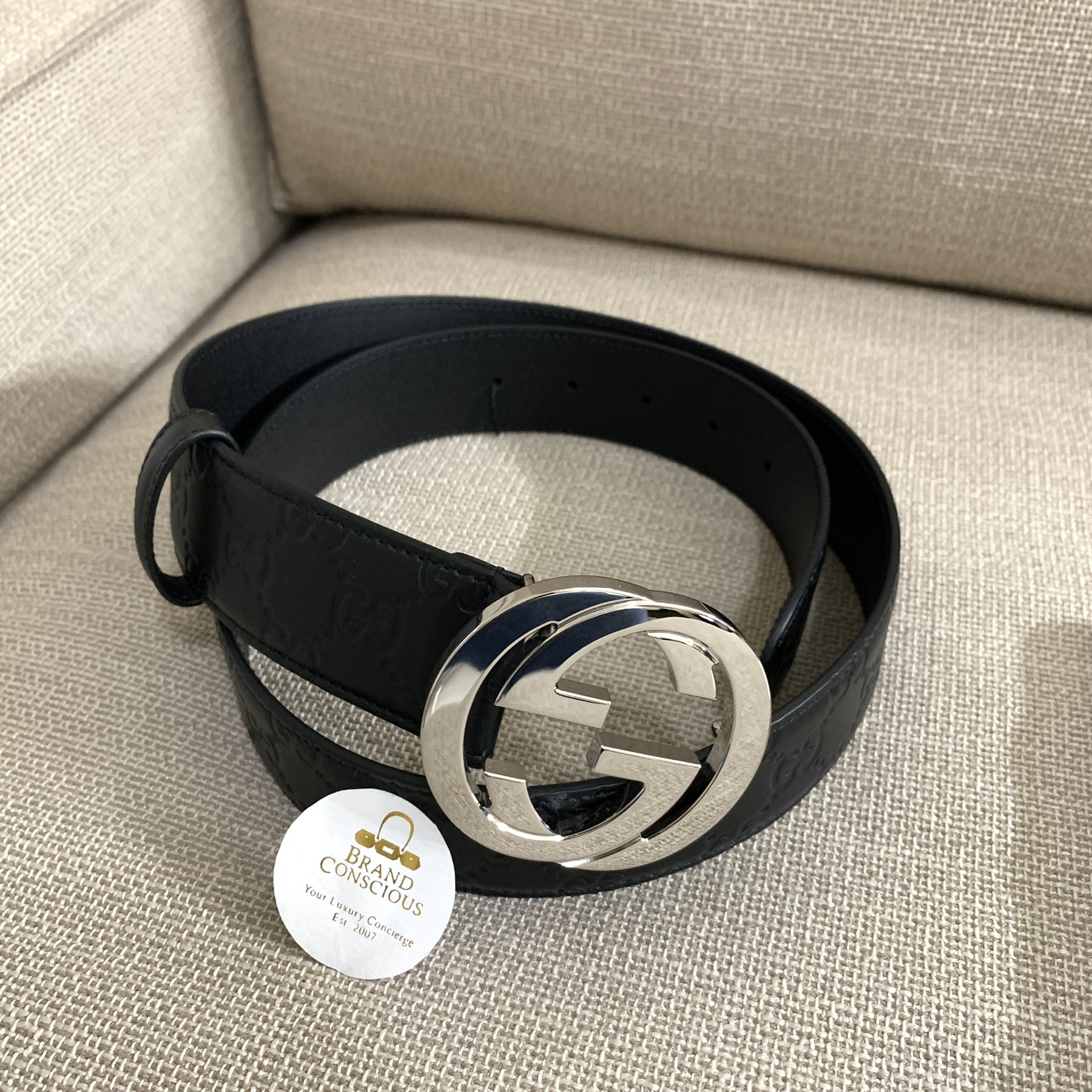 Gucci Guccissima Black Leather Interlocking G Buckle Belt Gucci