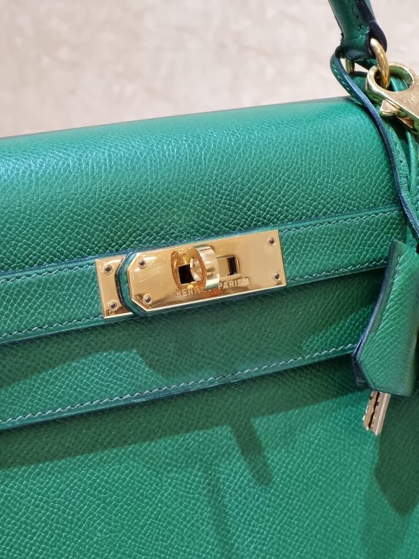 hermes Kelly 32 epsom GHW malachite