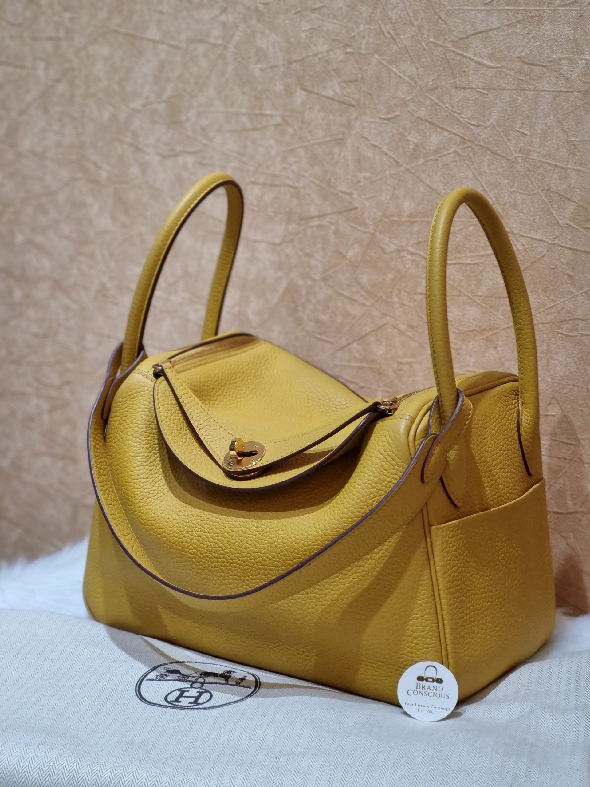 Replica Hermes Lindy Mini Bag In Yellow Clemence Leather GHW