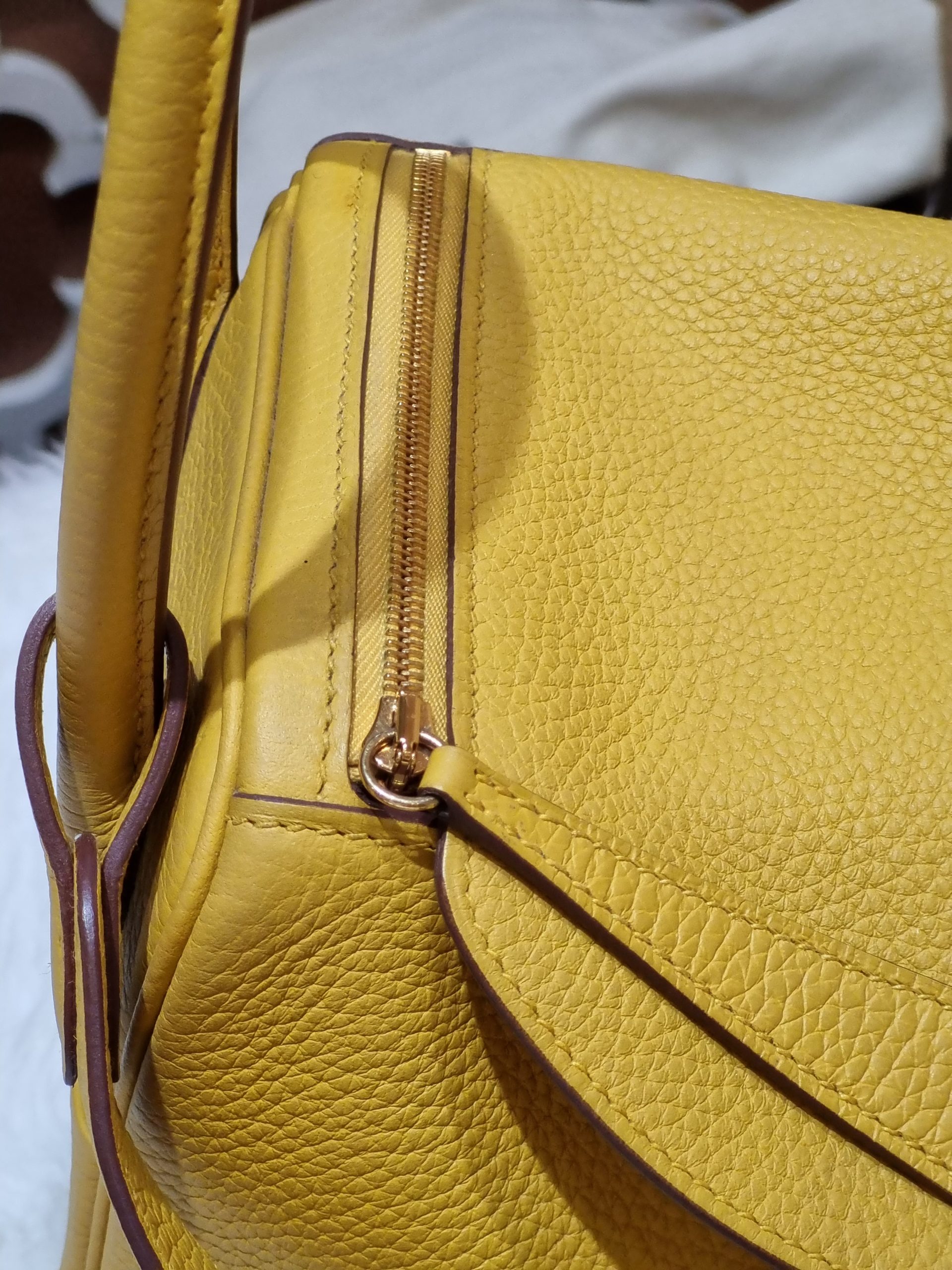 Replica Hermes Lindy Mini Bag In Yellow Clemence Leather GHW