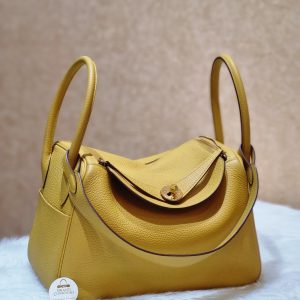 Replica Hermes Lindy Mini Bag In Gold Clemence Leather GHW