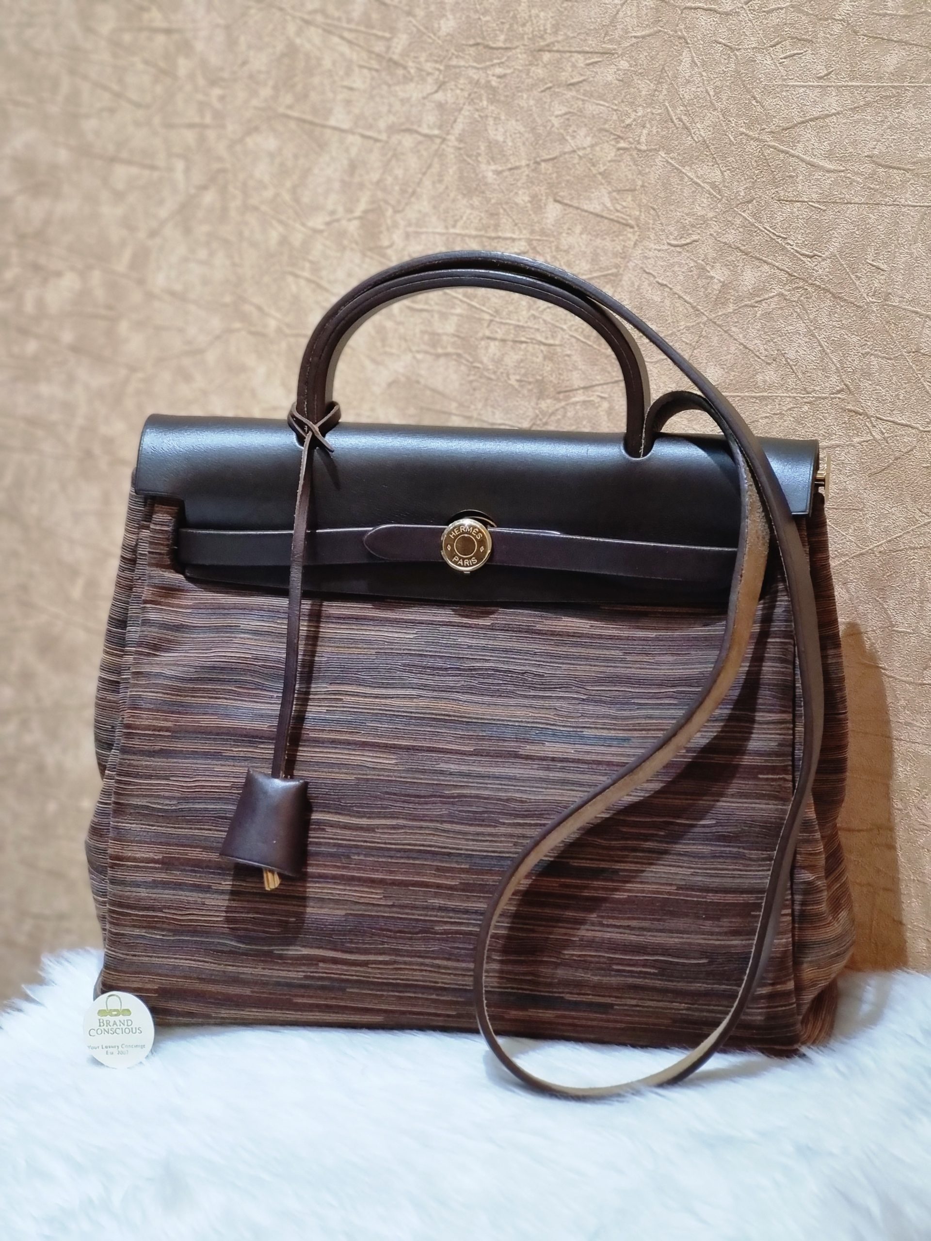 Hermes, Bags, Hermes Bag Auth Hermes Herbag Pm 2way Hand Bag Purse Cg  Brown Vibrato Vintage