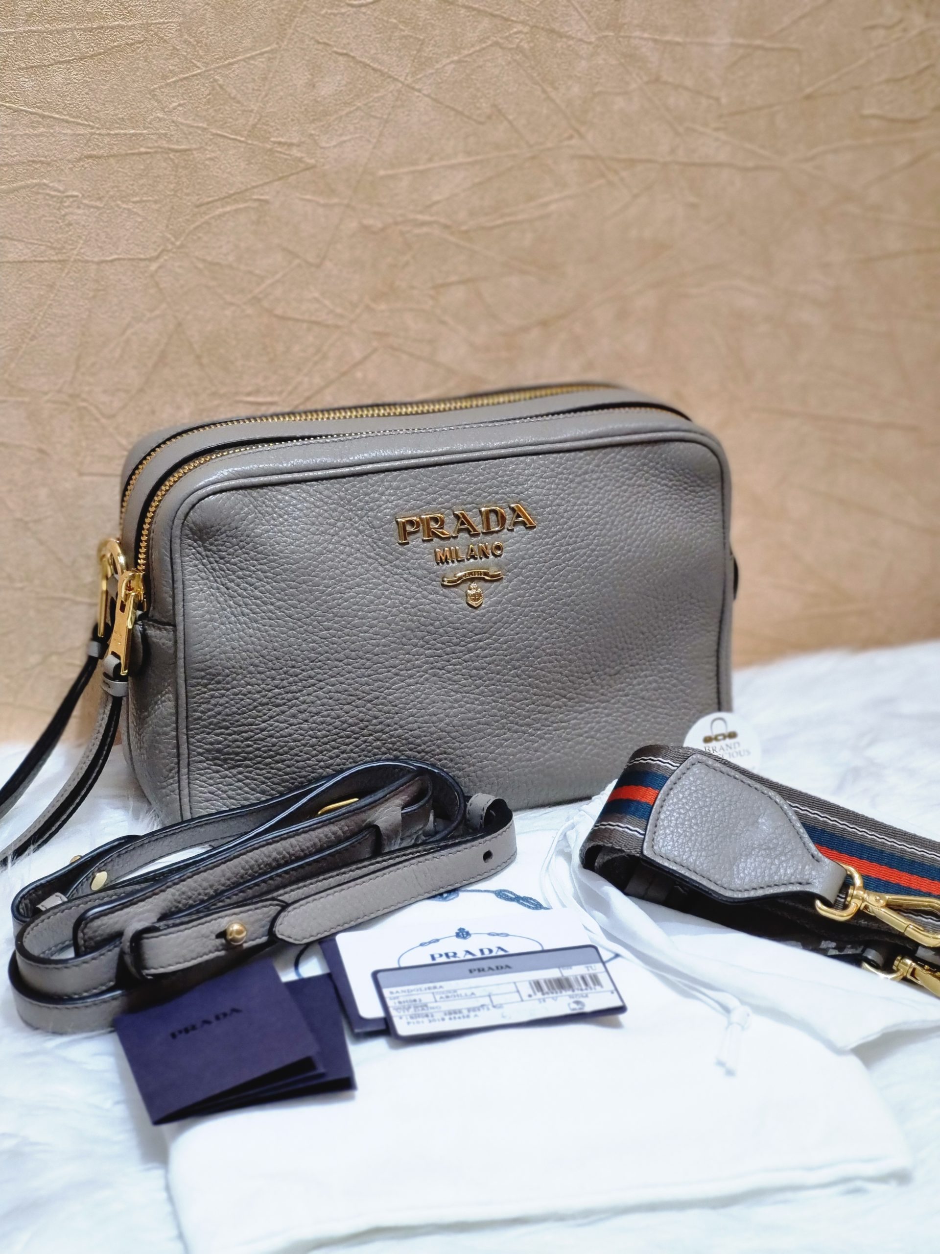 Prada, Bags, Prada Vitello Daino Double Zip Camera Bag