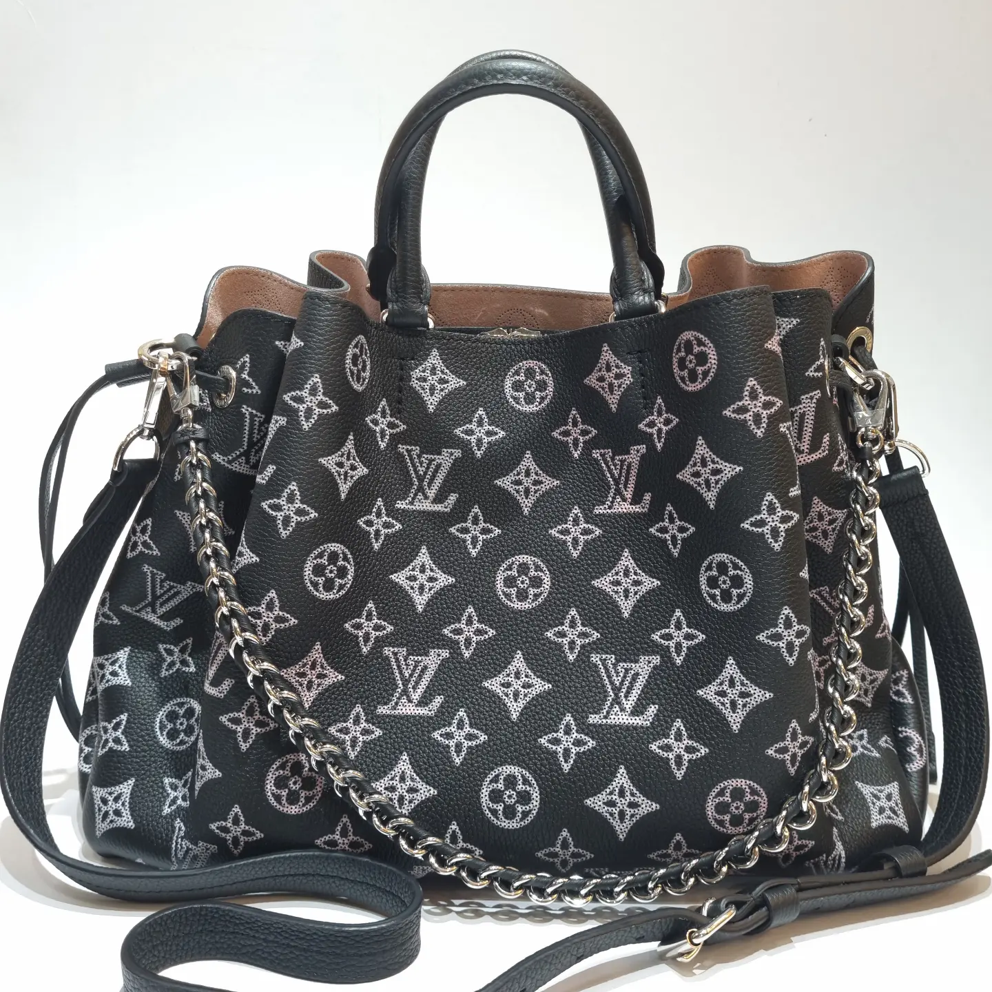 Fake Louis Vuitton M59655 Bella Tote Mahina Perforated Calfskin Pink