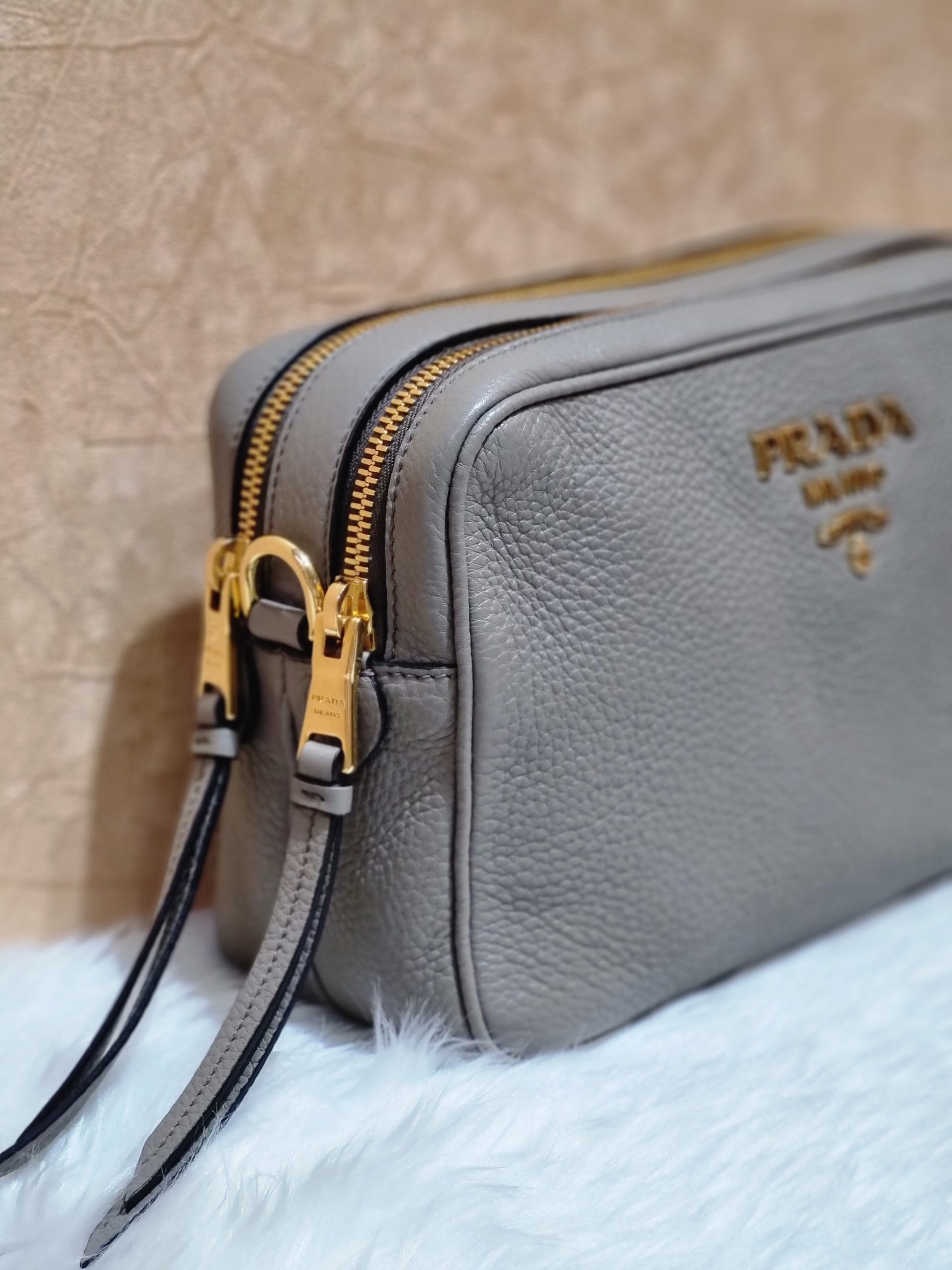 Prada Double Zip Camera Bag Vitello Daino