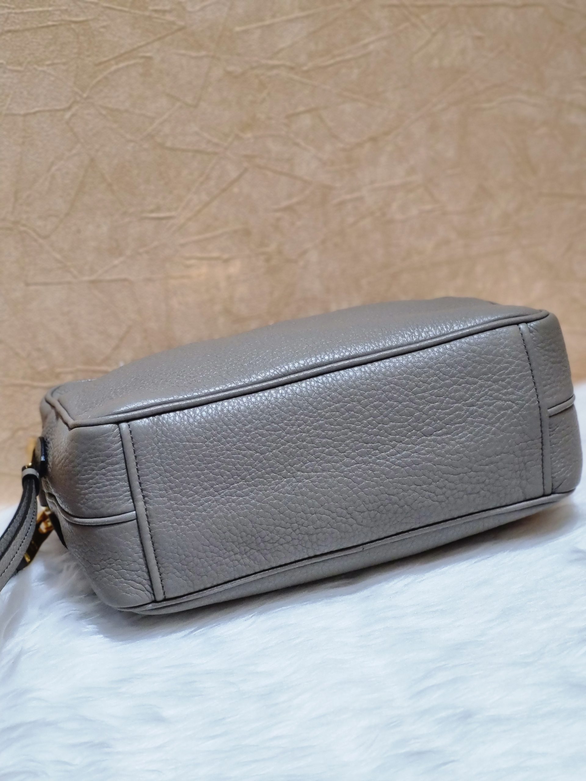 Grey Vitello Daino Double Zip Camera Bag