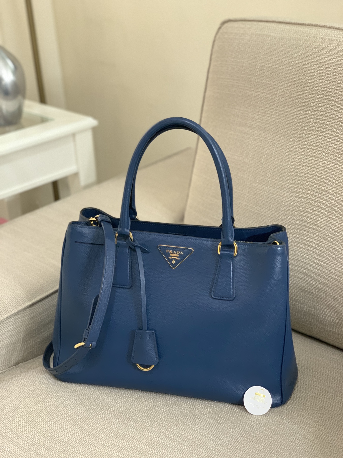 Bluette Medium Prada Galleria Saffiano Leather Bag