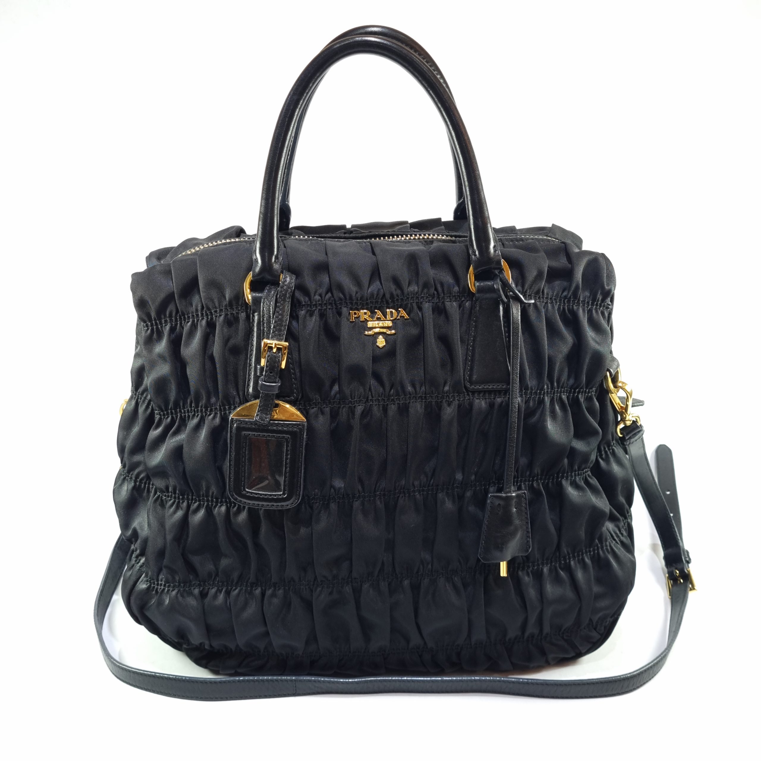 Prada - Double Bag Large Saffiano Cuir Nero/Fuoco