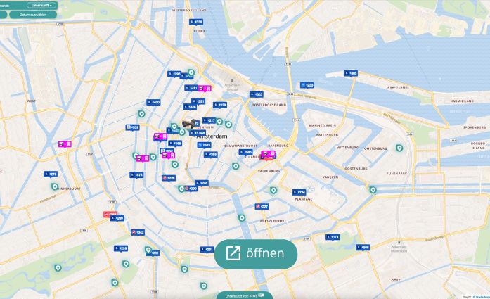 Karte Hotels mit Balkon Amsterdam