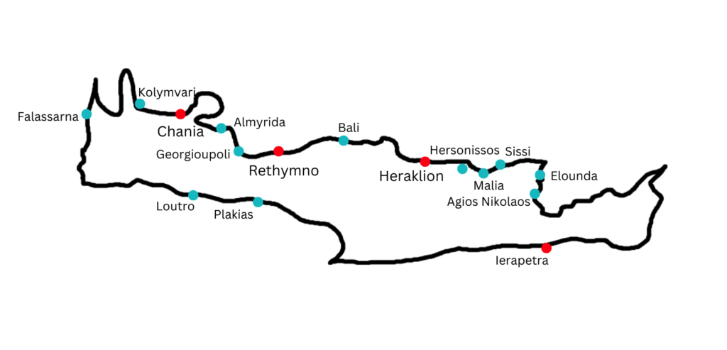 Beliebte Urlaubsorte mit Strand auf Kreta Norden und Süden