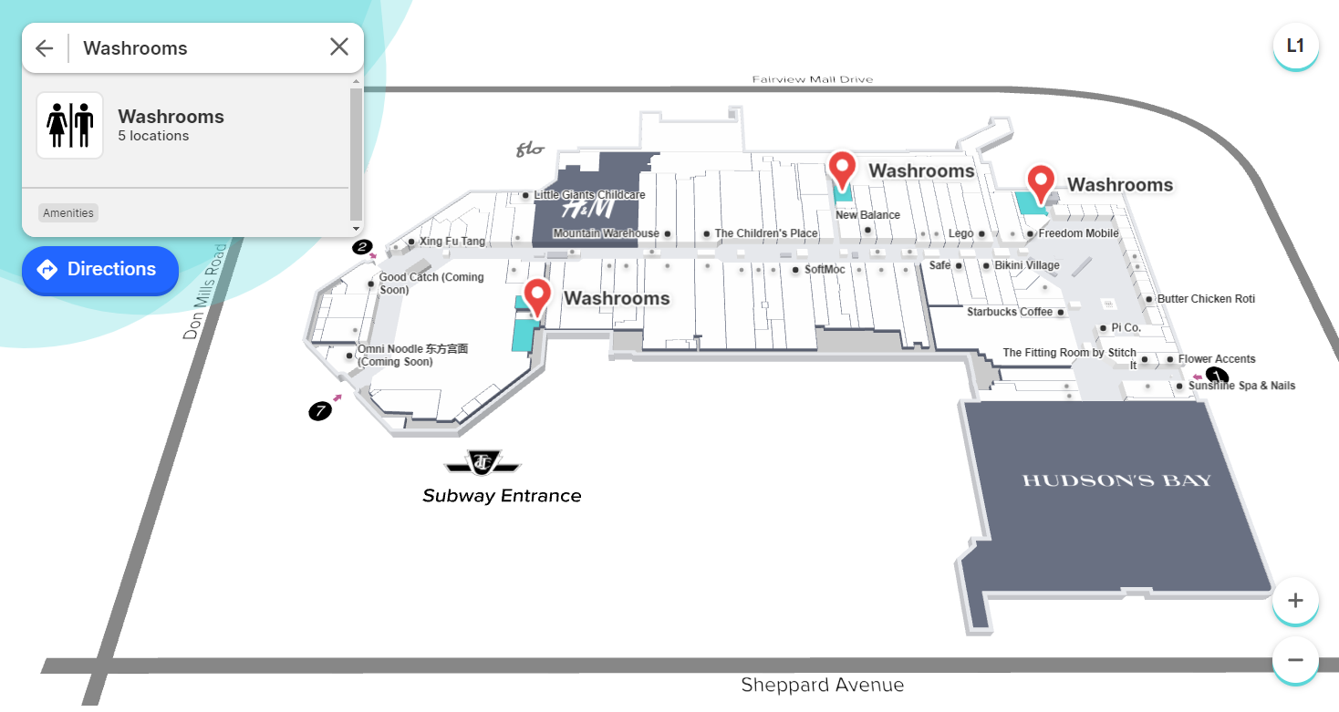 Bus Washroom Map – Level 1