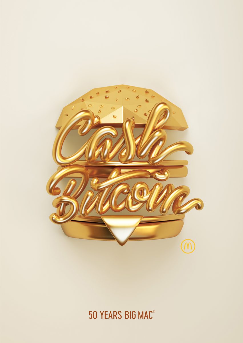 Alex Trochut | 50 Years of Big Mac Illustrations and Graphic Design 3D Gold Cash Bitcoin Burger 002