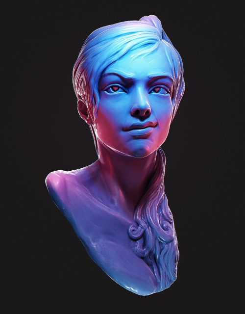 Vaporwave Z-Brush 3D Sculpt of a Female Character