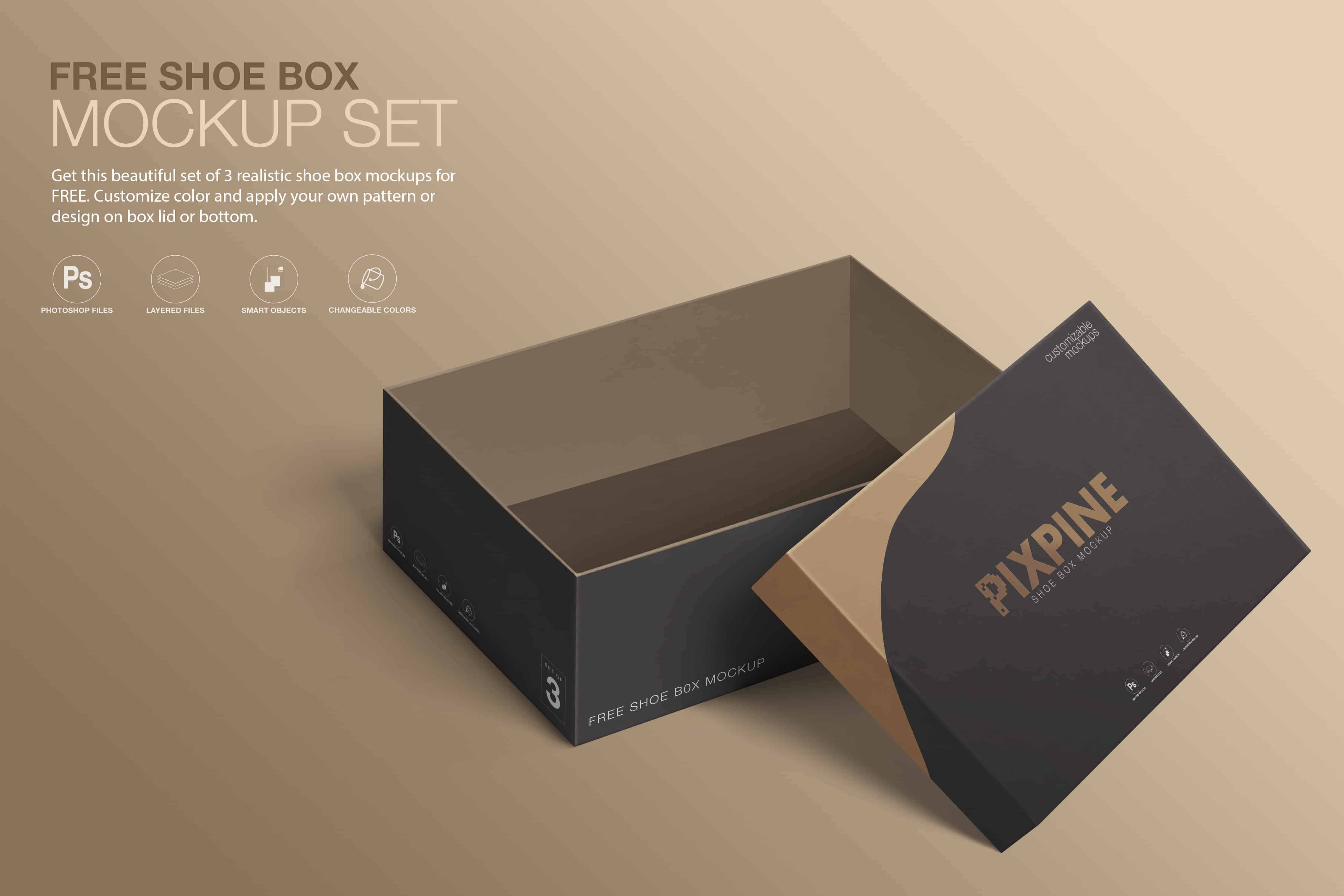 Free Shoebox Mockup – Set of 3
