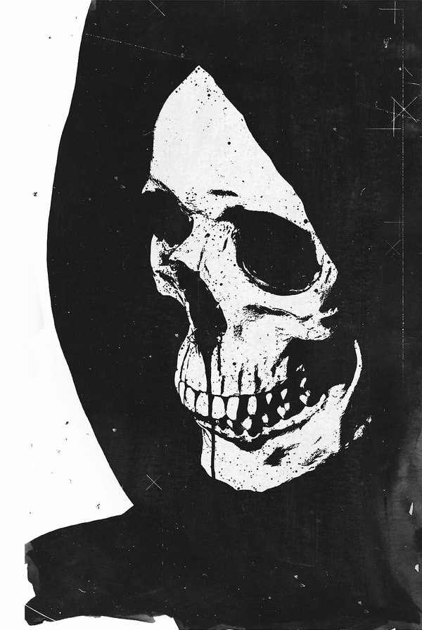 Black and White Grim Reaper Death Illustration