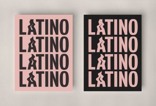 Minimal Pink and Black Typographic Poster Design – Latino