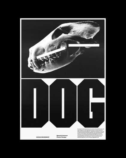 Dog Skull Black and White Poster Design