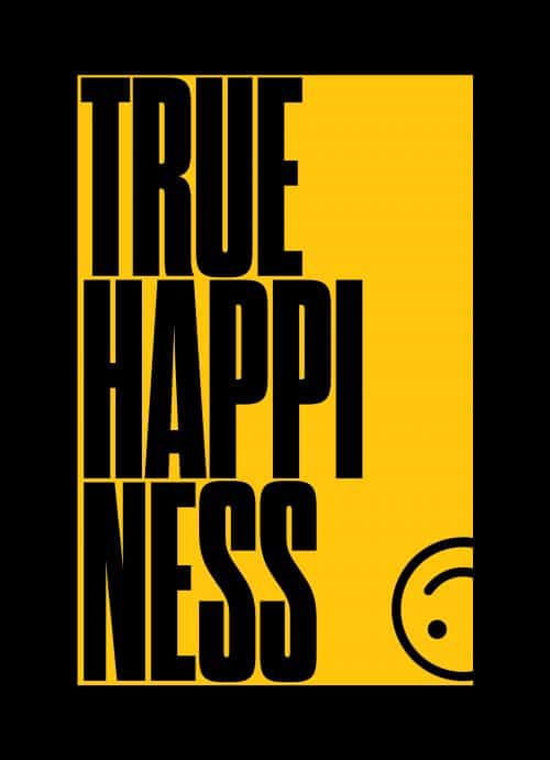 Minimal Typographic Poster Design – True Happiness