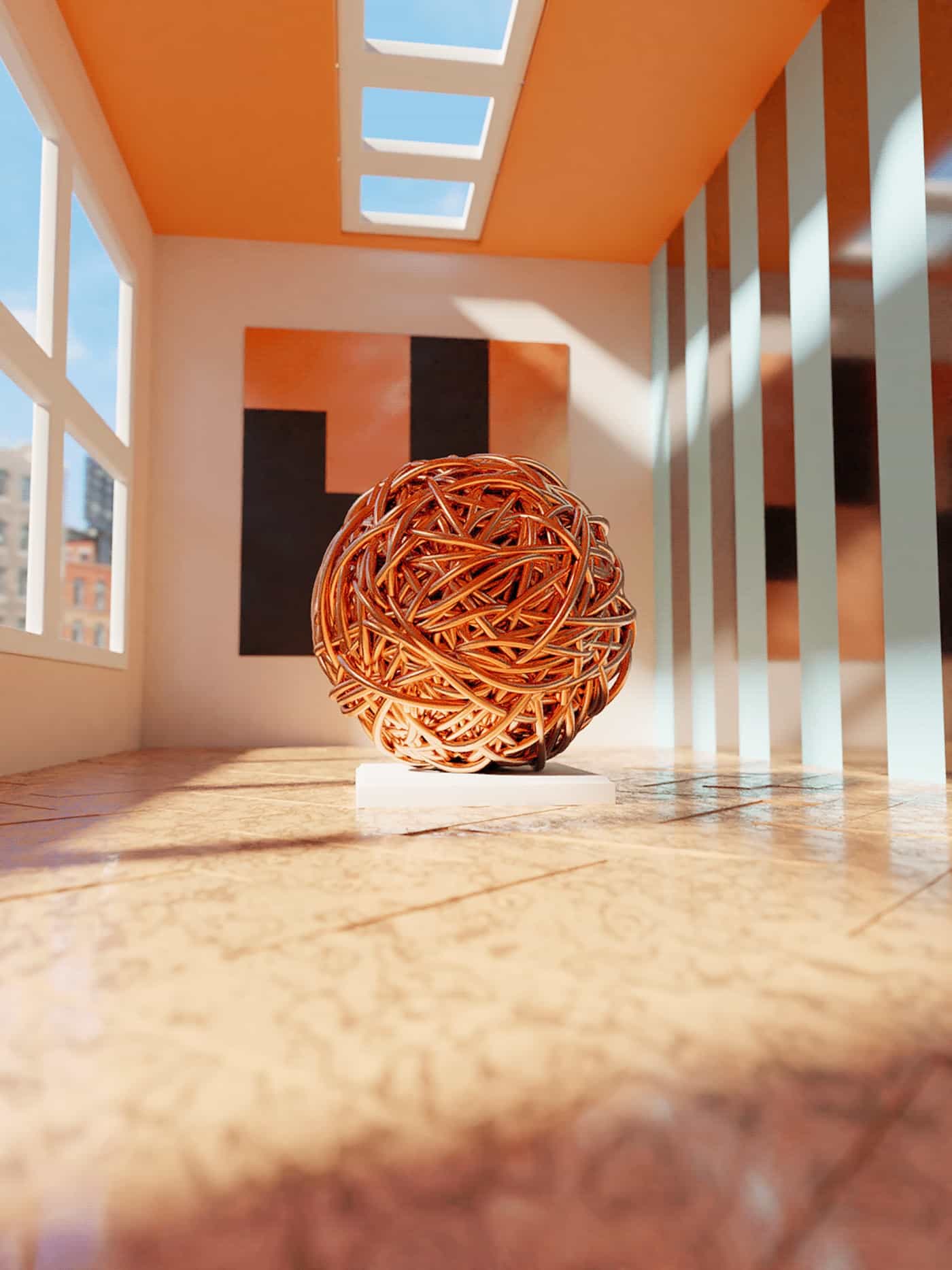David Glissman – 3D Metal Yarn Ball Render