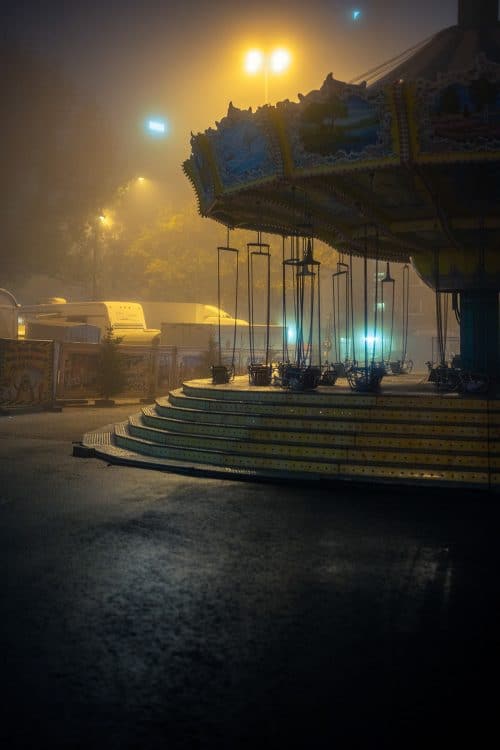 Fog Photography – Stranger Nights – When the city sleeps – carnival swing