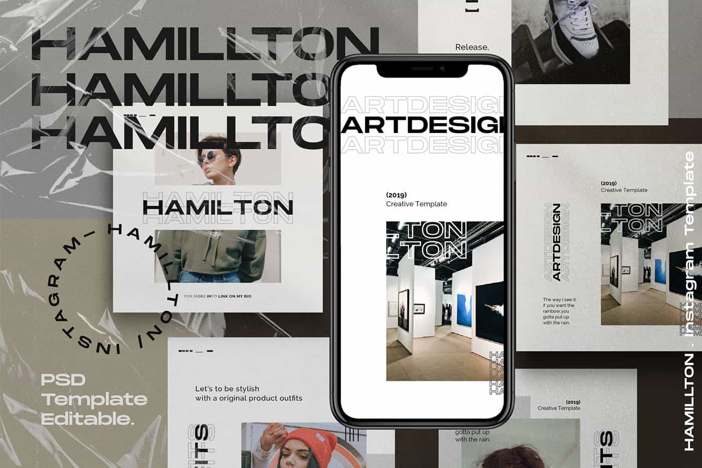 Hamillton Instagram Social Media Graphic Design Minimal Editorial Template