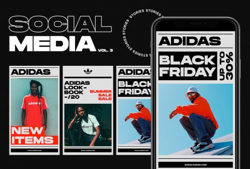 Adidas Social Media Brutalist Modern Campaign Templates