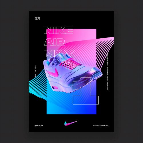 David Glissmann Geometric Monument — Poster Series Chpt. I Gradient Vaporwave – Nike Air Max 1