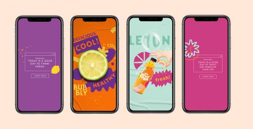 In fruit sparkling water visual identity and design social