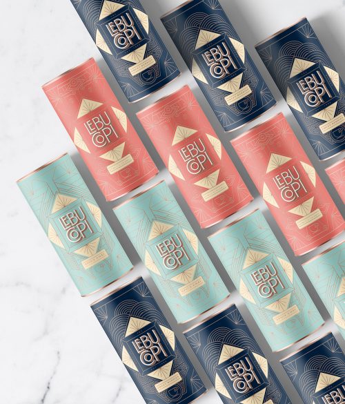Art Deco Minimal LEBU COPI Tea product branding & packaging design