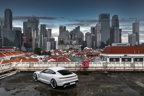 Porsche Taycan Turbo In Singapore Luxury Automobile Car Photography