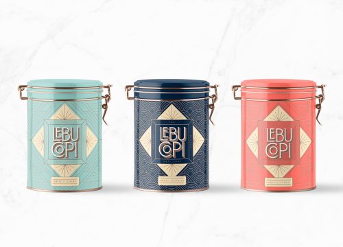 Art Deco Minimal LEBU COPI Tea product branding & packaging design