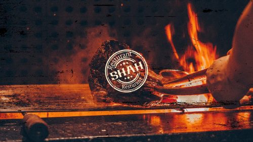 Shah Asian Food Meat Restaurant vector brand identity branding design