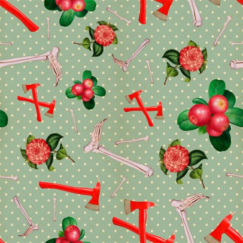 Crimson Fibulas Floral Bone Wallpaper Pattern Illustrations