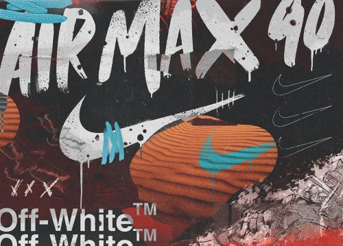 OFF-WHITE x NIKE AIR MAX 90 DESERT ORE STREET ART GRAFFITI DESIGN