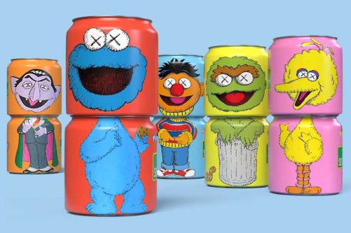 Sesame Street x Kaws Uniqlo Soda Pop Cans Characters Illustration Branding