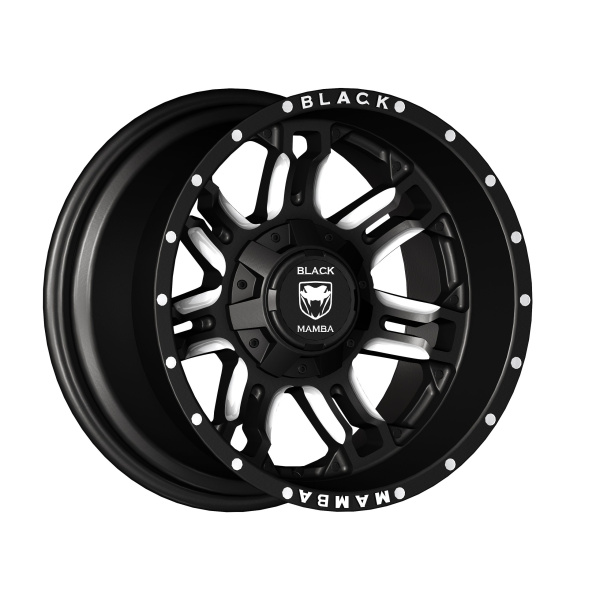 Black Mamba M-6 17x10 Matt Black with Machined Rivets and Milling