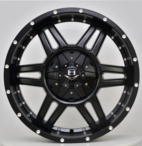 V8 V-11 17x8 Matt Black with Machined Rivets