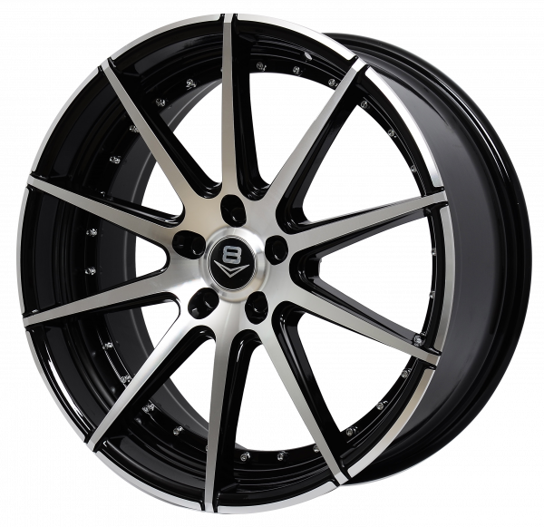 V8 V-15 20x8.5 Gloss Black with Machine Face