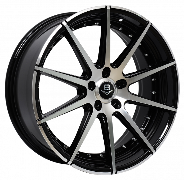 V8 V-15 20x8.5 Gloss Black with Machine Face