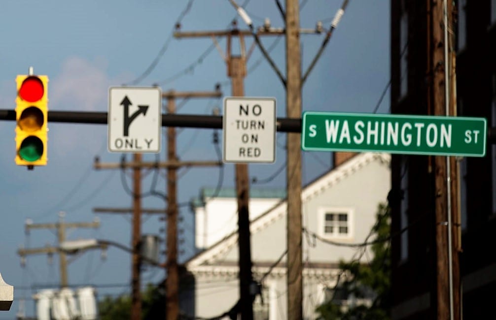 No Turn on Red traffic sign in Alexandria